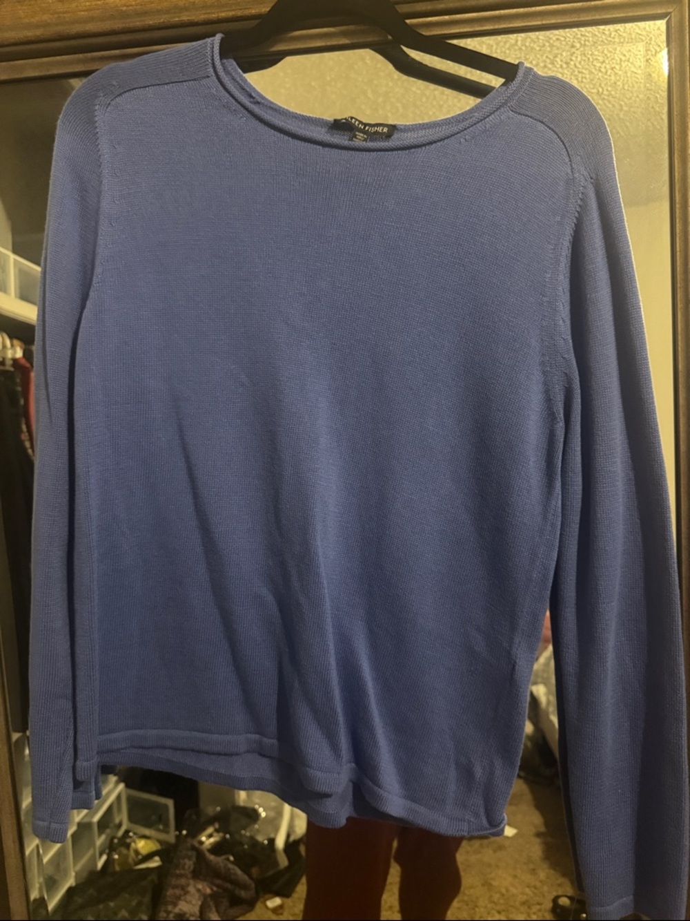 Eileen Fisher Cornflower Blue Crewneck Knit Sweater